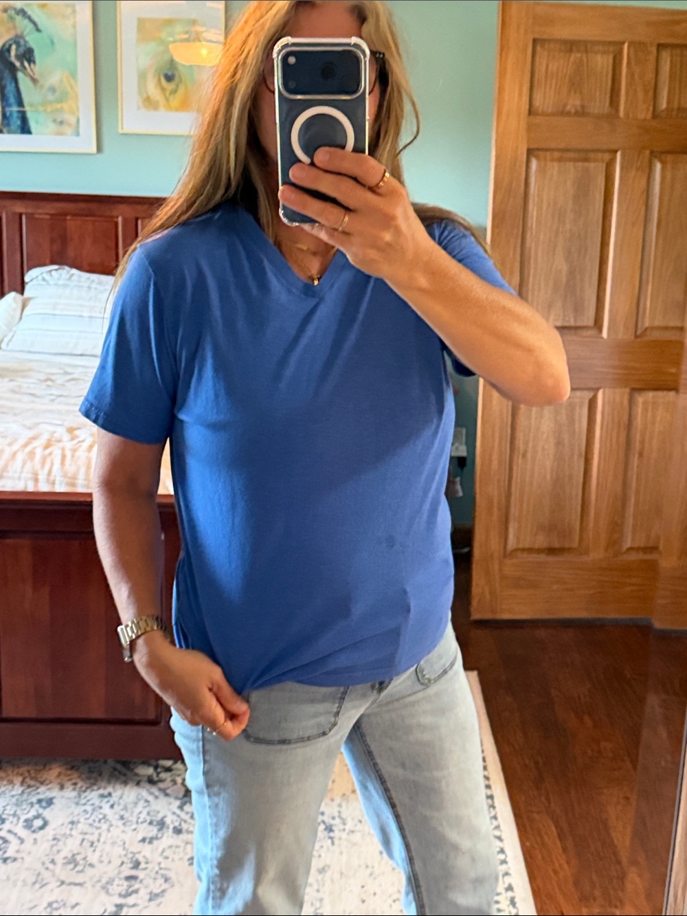 Banana Republic Men’s Blue V-Neck Short Sleeve Tee